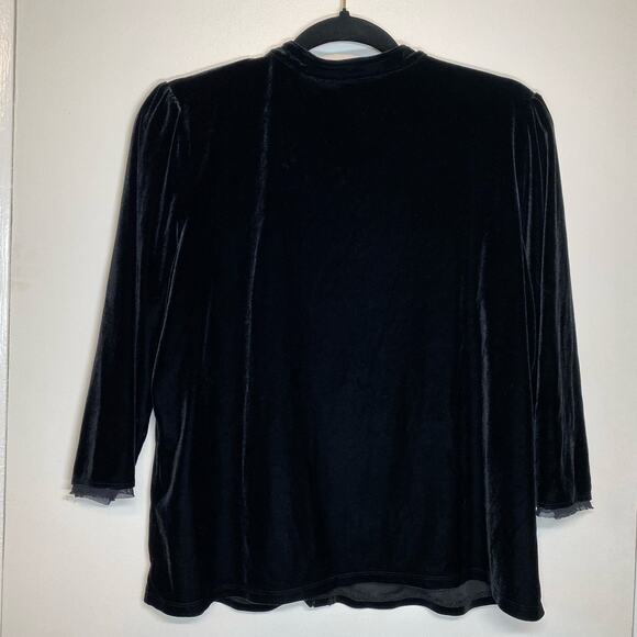 J Jill 90s romantic grunge emo whimsygoth black velour embroidered button up L - Picture 4 of 8